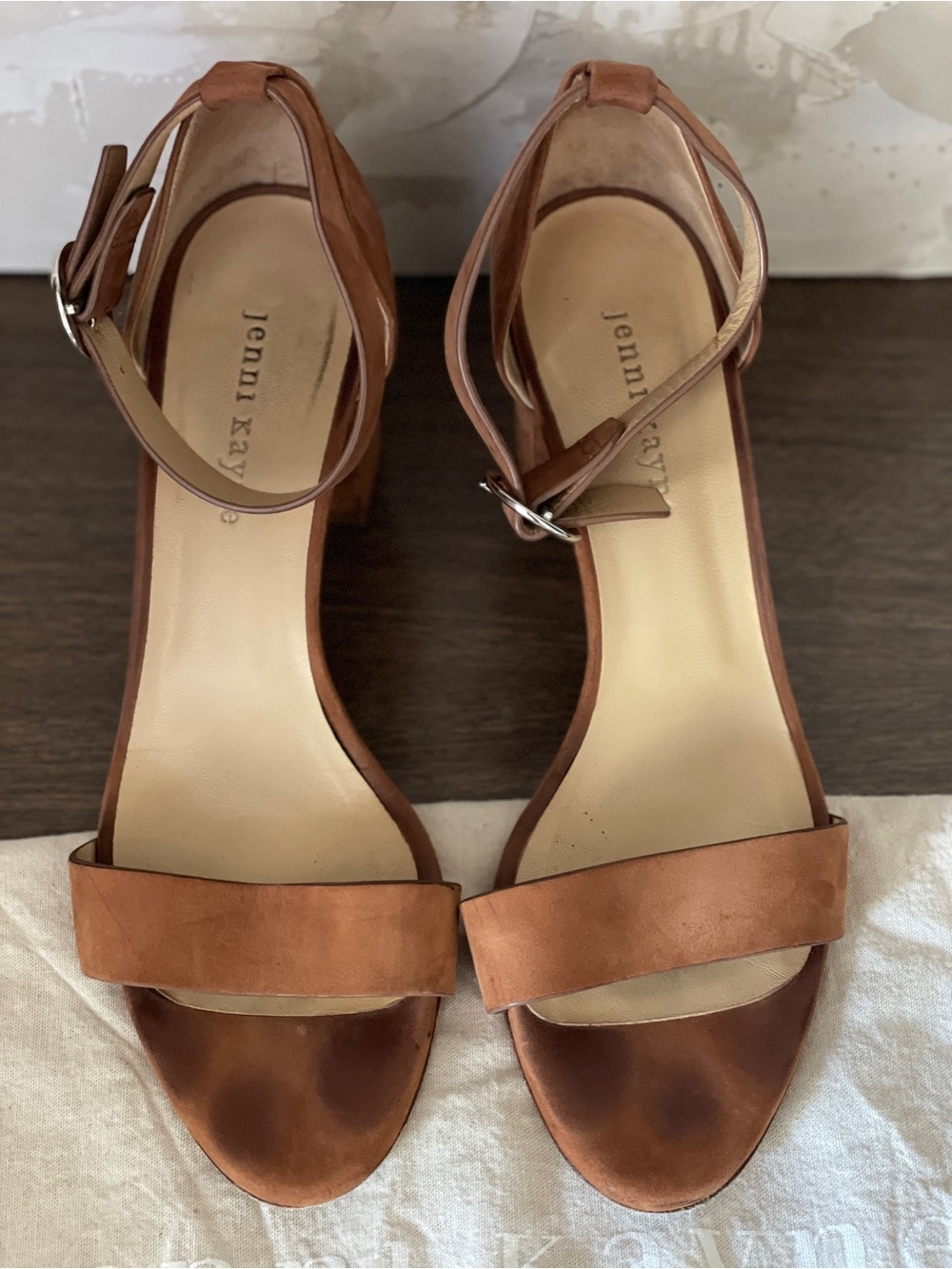 Jenni Kayne Terracotta Suede Block Heel Sandals